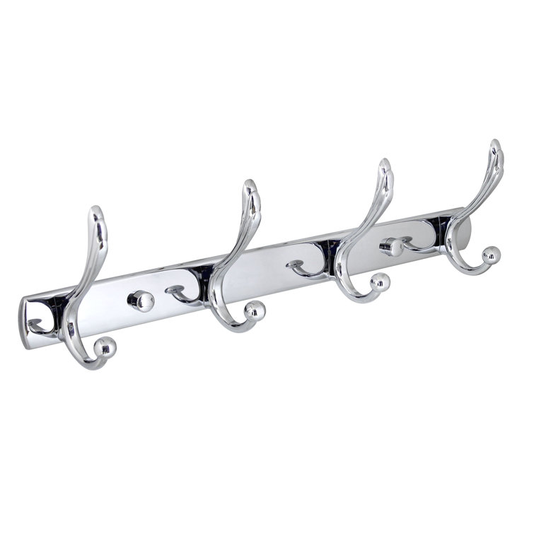 Polished Chrome Wall Mounted 4-Pronged Towel and Robe Hook