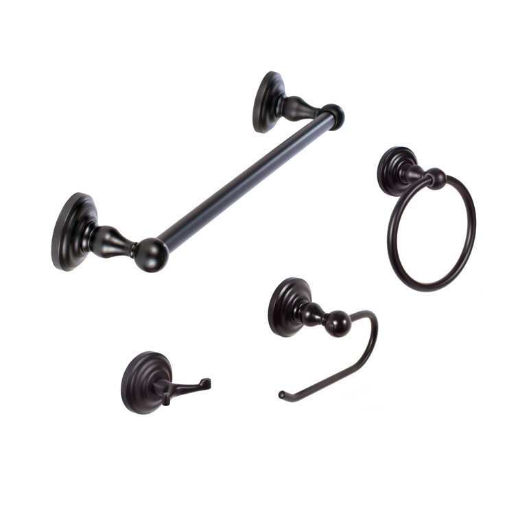 Flat Black Metal 4-Piece Bathroom Hardware Set