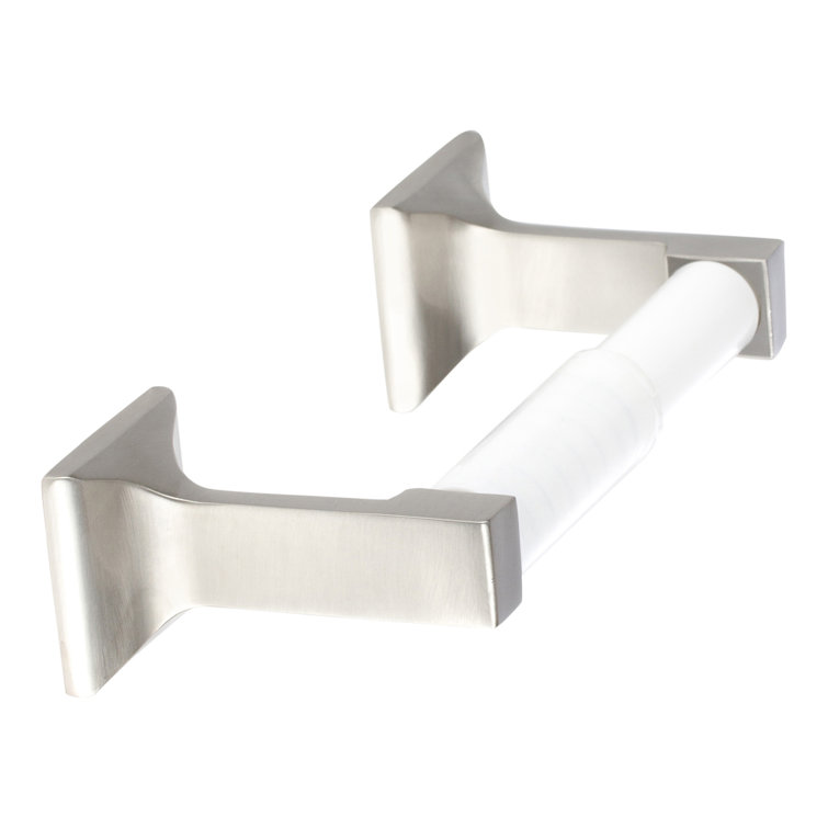 Satin Nickel Two Post Wall Mounted Toilet Paper Holder