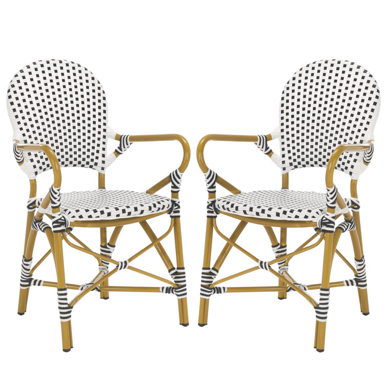 Hooper Black and White Wicker Bistro Armchair Set