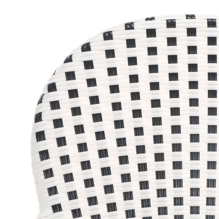 Hooper Black and White Wicker Bistro Armchair Set