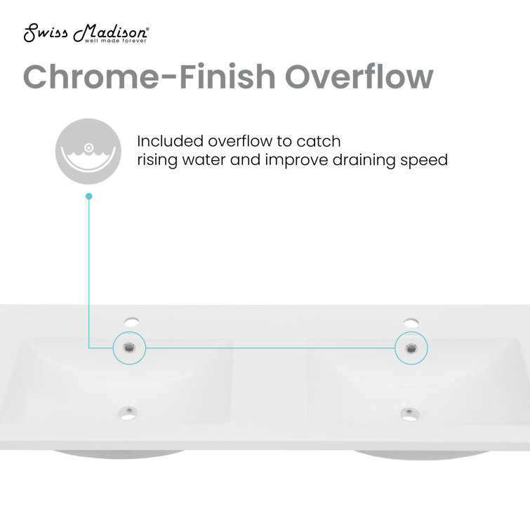 White Ceramic 48" Vanity Top with Double Basins