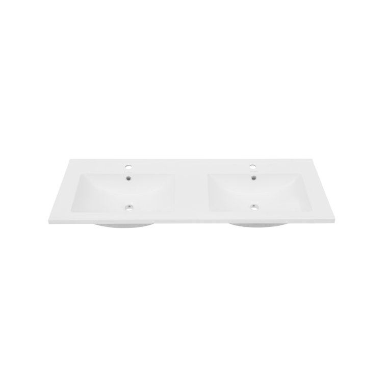 White Ceramic 48" Vanity Top with Double Basins