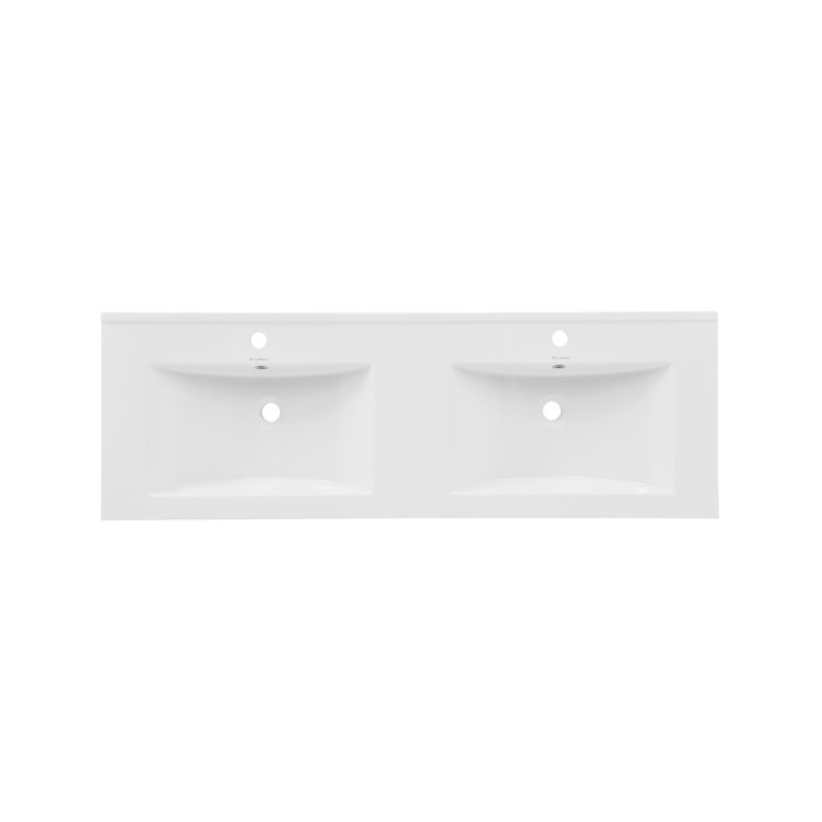 White Ceramic 48" Vanity Top with Double Basins