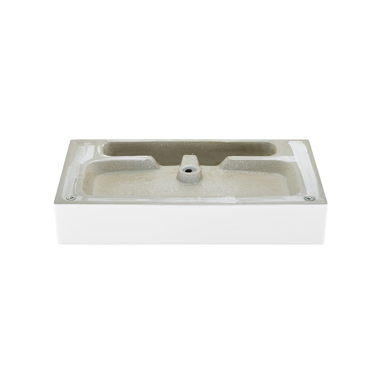 Claire 30" White Ceramic Console Sink with Brushed Gold Legs