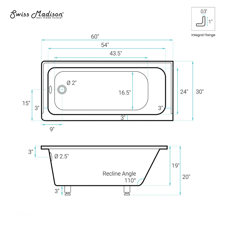 White and Tan Acrylic Alcove Bathtub with Jets