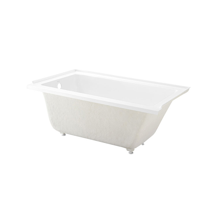 White and Tan Acrylic Alcove Bathtub with Jets