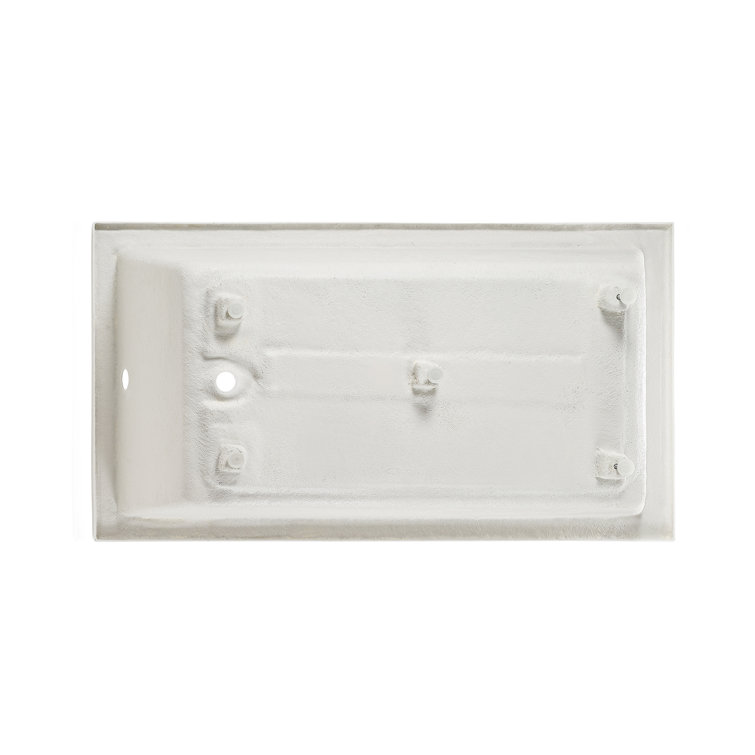 White and Tan Acrylic Alcove Bathtub with Jets