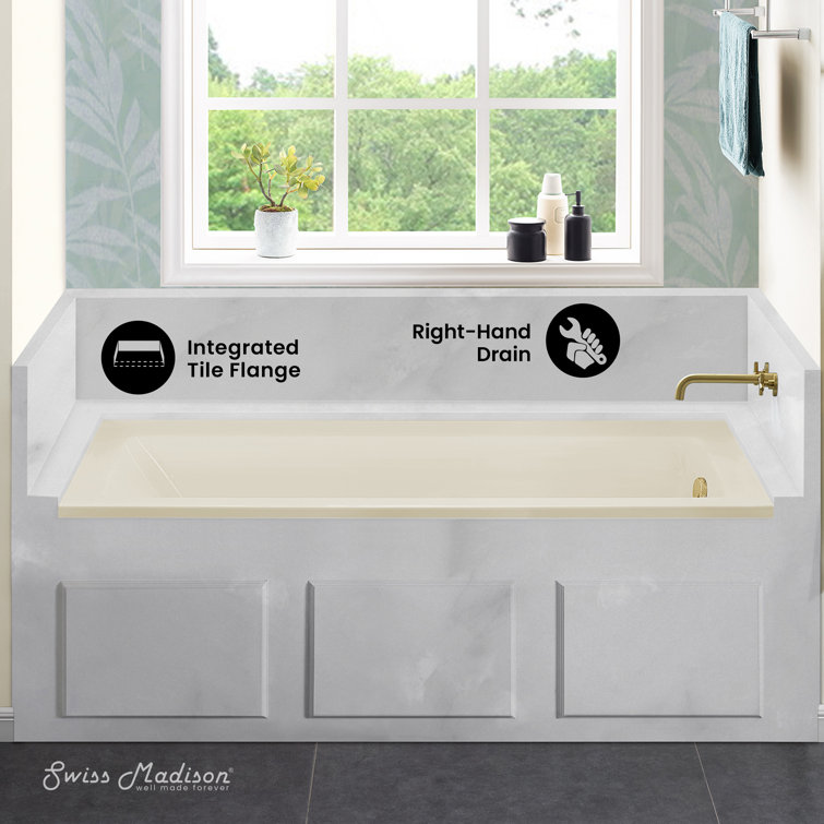 Voltaire 60" Bisque Acrylic Alcove Bathtub
