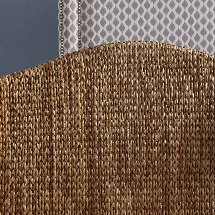 Nadine Transitional Winged Banana Leaf Fiber Twin Headboard in Rich Brown