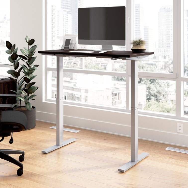 ErgoFlex Black Walnut and Cool Gray Electric Sit-Stand Desk 47.6"