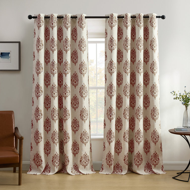 Cinnamon Red Medallion Blackout Grommet Curtains