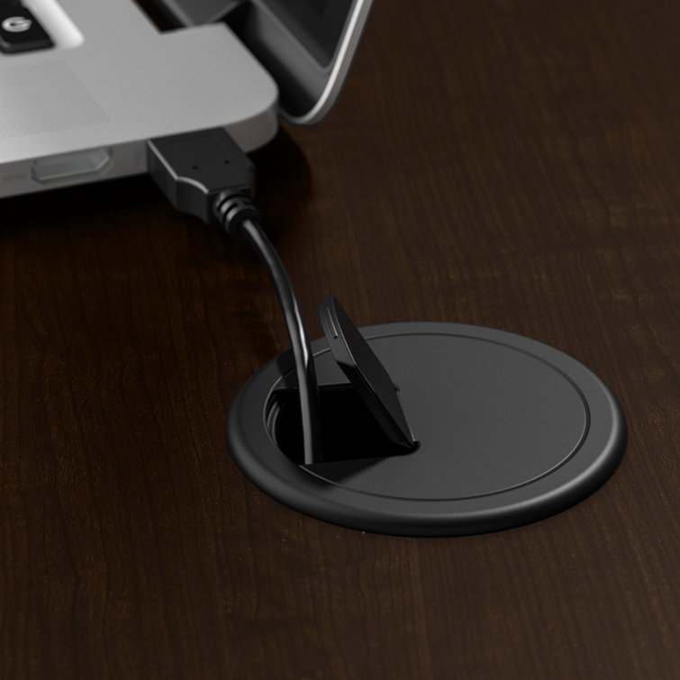 Move 60 Adjustable Height 59" Mocha Cherry & Black Standing Desk with Filing Cabinet