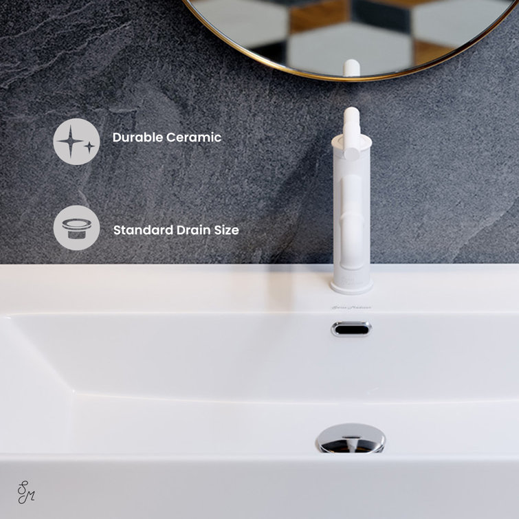 Claire 30" White Ceramic Console Sink with Brushed Gold Legs