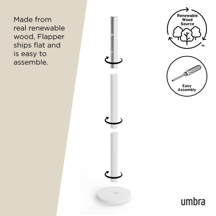 Sleek Flapper 9-Hook White Wooden Freestanding Coat Rack