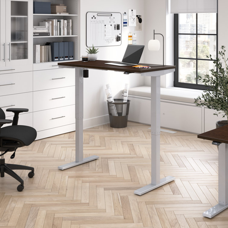 Mocha Cherry 47'' Motorized Sit/Stand Desk with Power Outlet