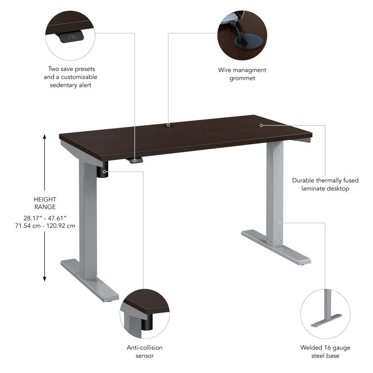 Mocha Cherry 47'' Motorized Sit/Stand Desk with Power Outlet