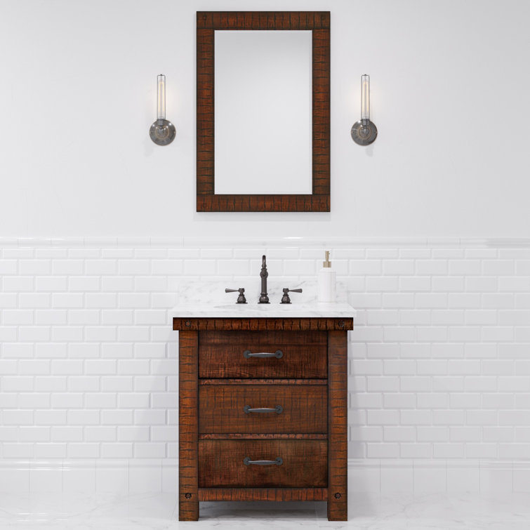 Rustic Sienna 30'' Single Vanity with Carrara White Marble Top