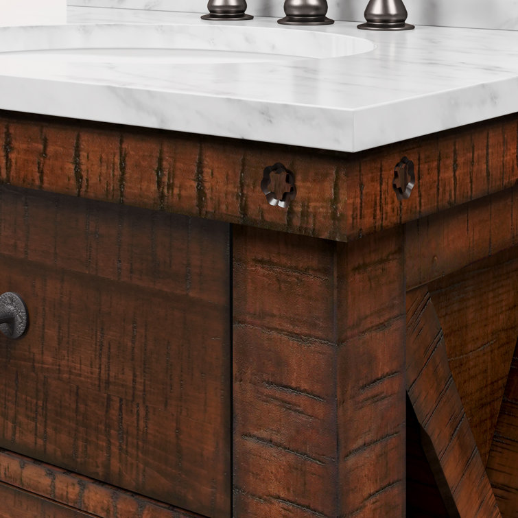 Rustic Sienna 30'' Single Vanity with Carrara White Marble Top