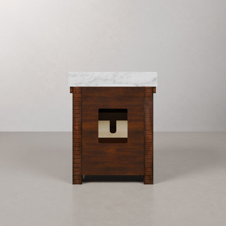 Rustic Sienna 30'' Single Vanity with Carrara White Marble Top