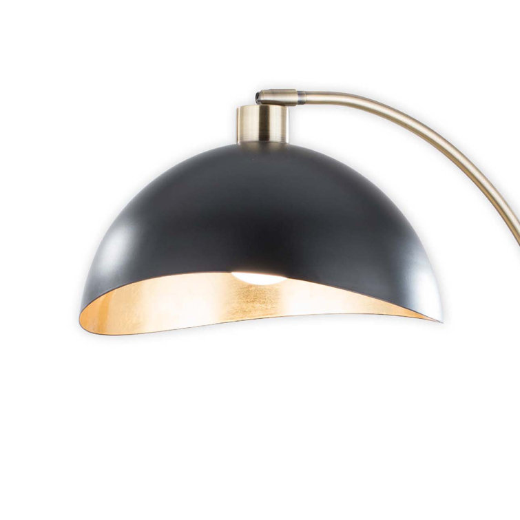 Luna Bella Weathered Brass Arc Desk Lamp with Matte Black Steel