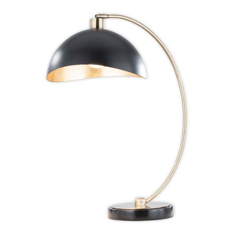 Luna Bella Weathered Brass Arc Desk Lamp with Matte Black Steel