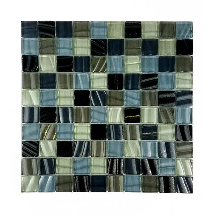 New Era 12x12 Blue and Gray Glass Mosaic Tile