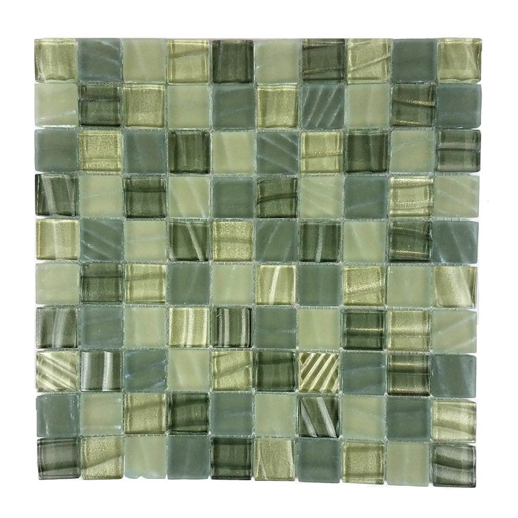 Camouflage 12x12 Textured Glass Square Mosaic Tile