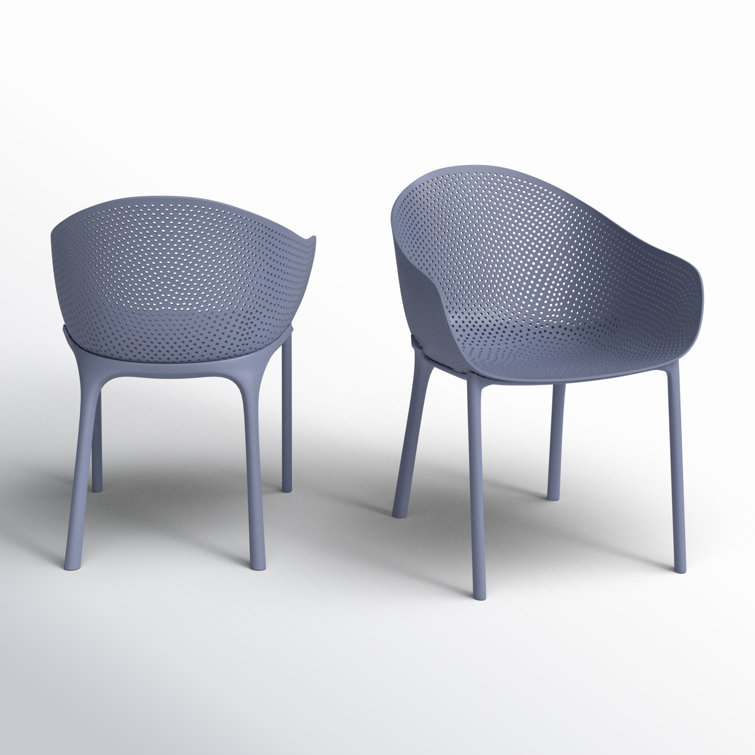 Dark Gray Plastic Resin Outdoor Dining Armchair Set
