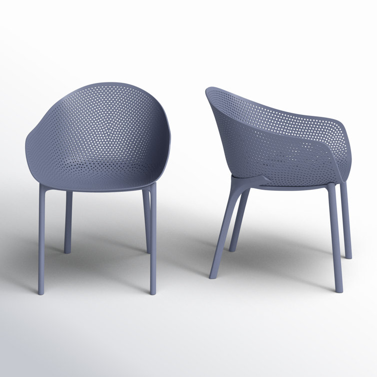 Dark Gray Plastic Resin Outdoor Dining Armchair Set