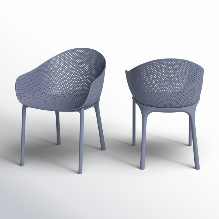 Dark Gray Plastic Resin Outdoor Dining Armchair Set