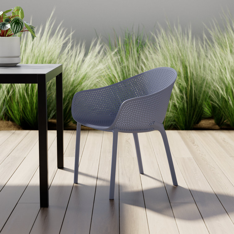 Dark Gray Plastic Resin Outdoor Dining Armchair Set