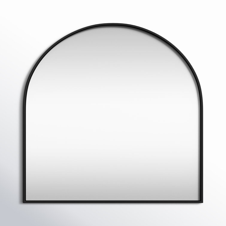 Black Metal Arch Wall Mirror with MDF Backing