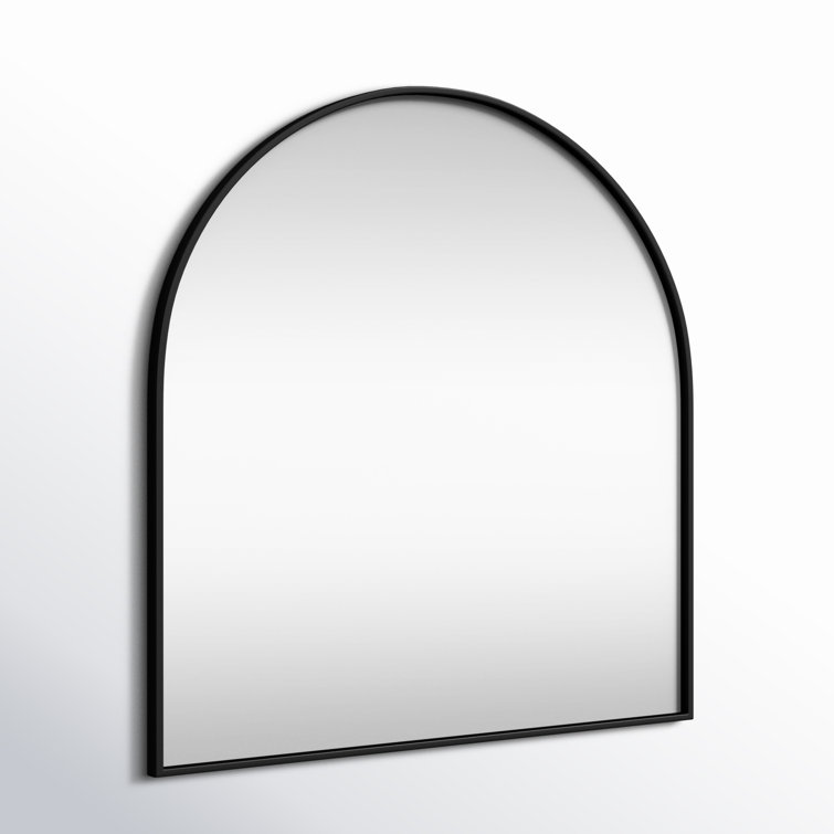 Black Metal Arch Wall Mirror with MDF Backing