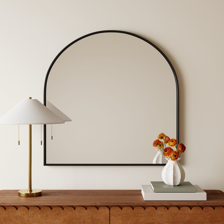Black Metal Arch Wall Mirror with MDF Backing