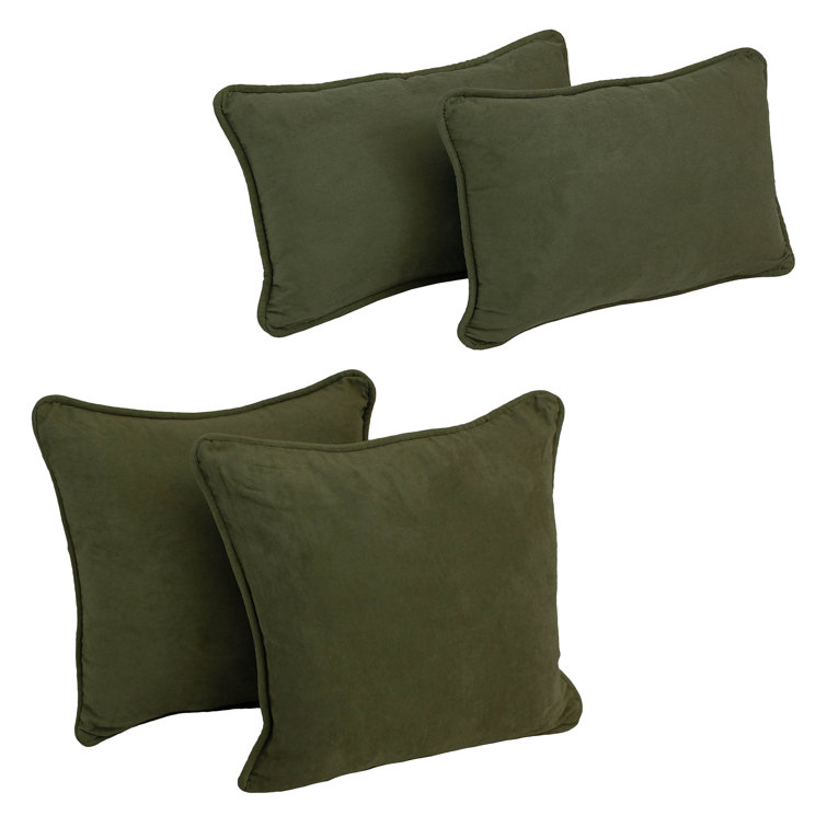 Hunter Green Microsuede Reversible Throw Pillow Set