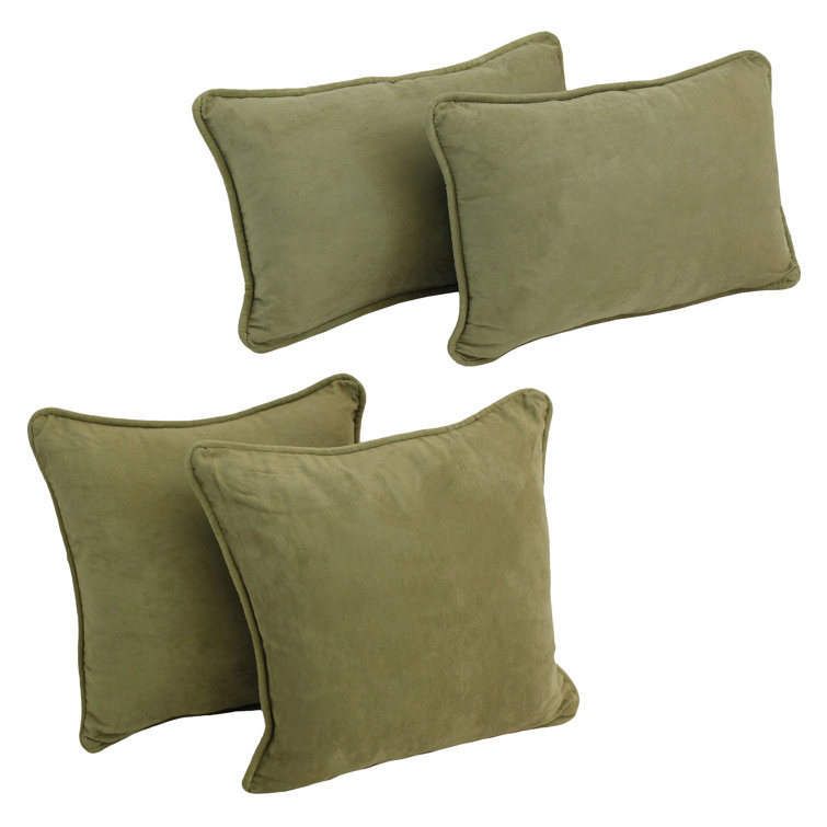 Sage Green Microsuede Square Throw Pillows Set of 4