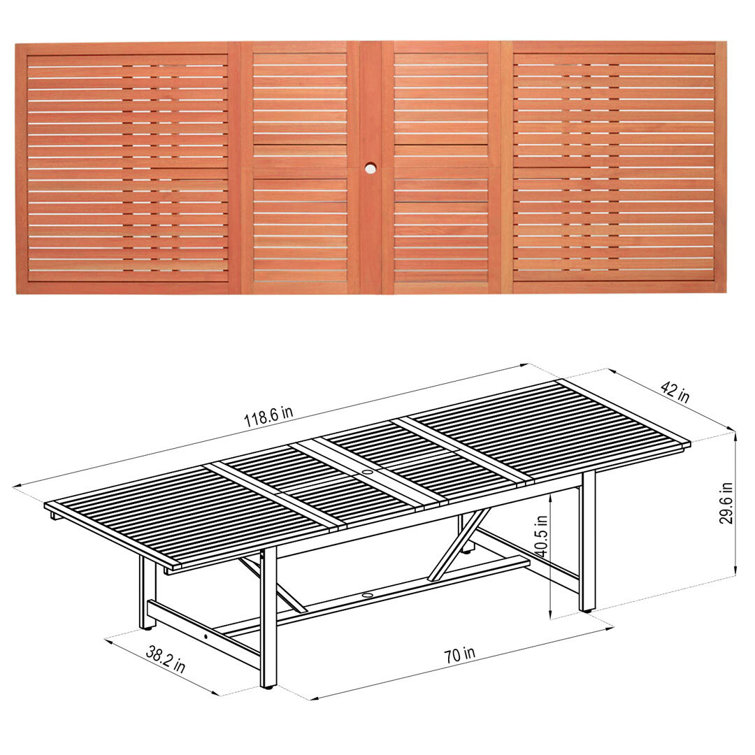 Elysian White & Teak 8-Person Extendable Outdoor Dining Ensemble