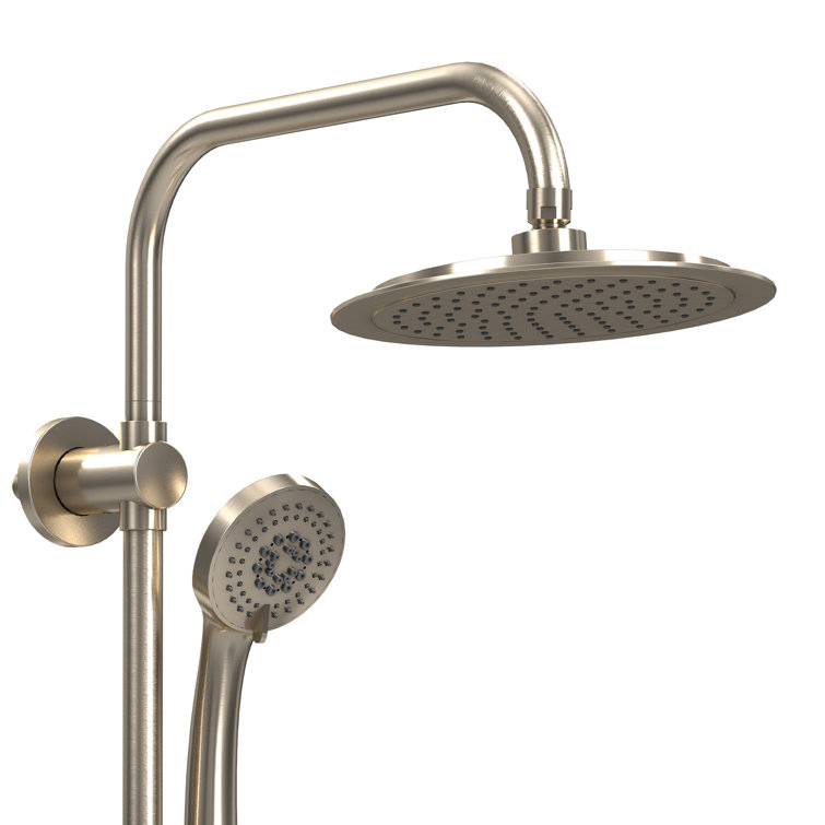 Brushed Nickel Adjustable Height Rain Shower System with Handheld