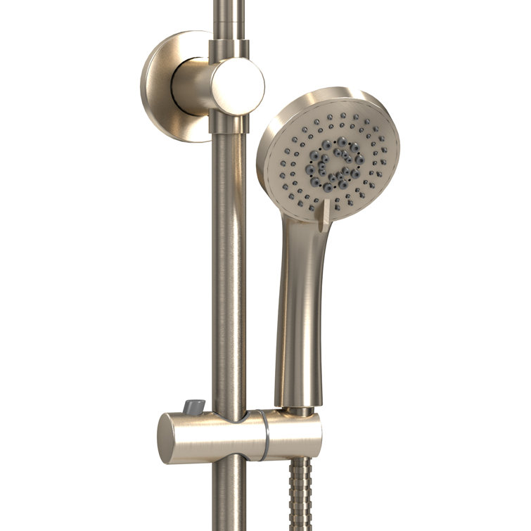 Brushed Nickel Adjustable Height Rain Shower System with Handheld