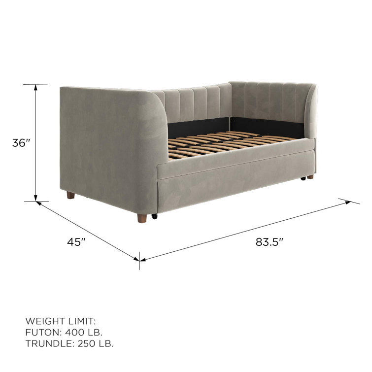 Elegant Gray Velvet Twin Daybed with Tufted Trundle