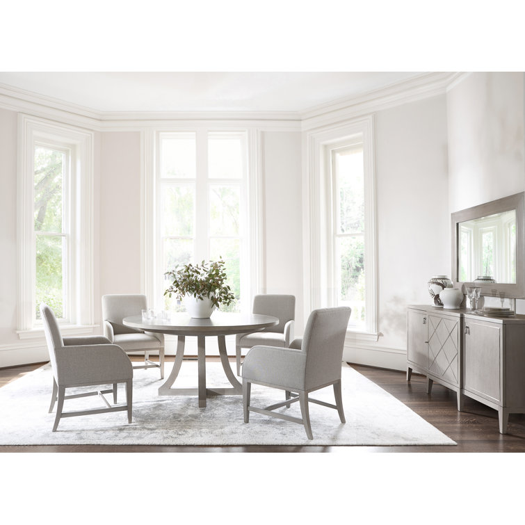 Beige Upholstered Stationary Dining Chair with Wood Legs