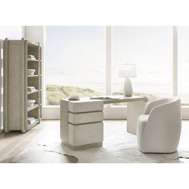 Gray Wood Transitional Writing Desk with Three Drawers