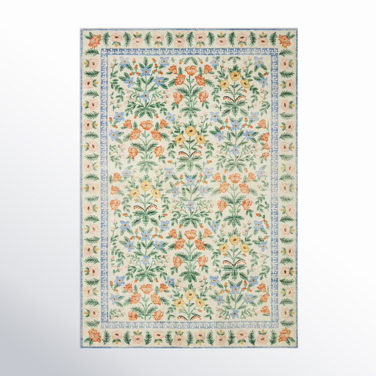 Mughal Garden Cream Floral Synthetic 5' x 7' Area Rug