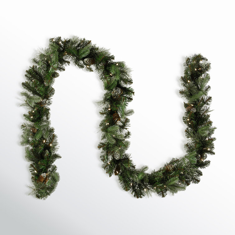 Enchanted Winter Elegance 9ft Pre-Lit Pine Cone Outdoor Garland