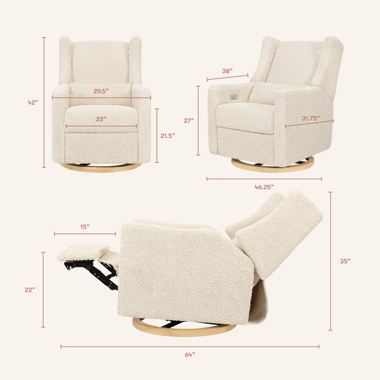 Almond Teddy Loop Swivel Recliner with Light Wood Base