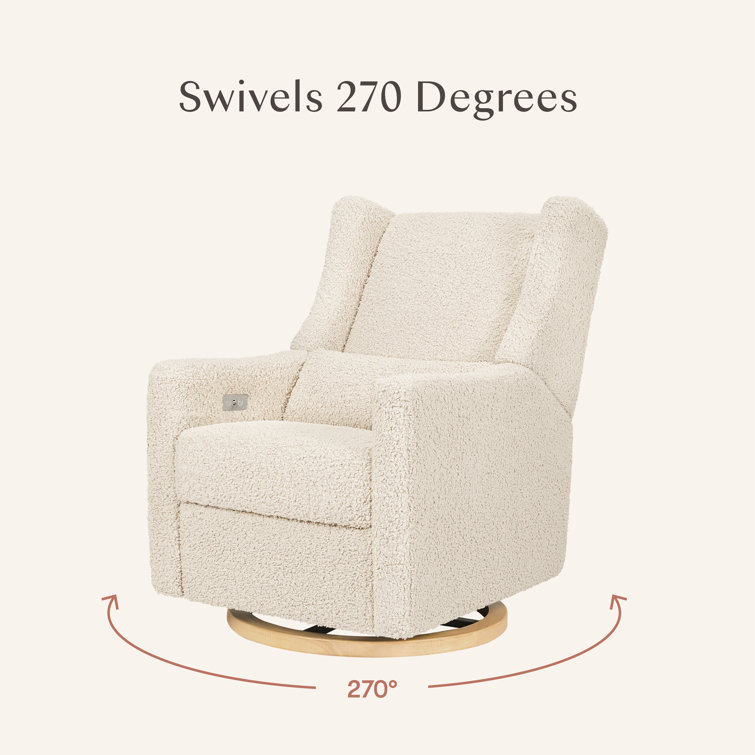 Almond Teddy Loop Swivel Recliner with Light Wood Base