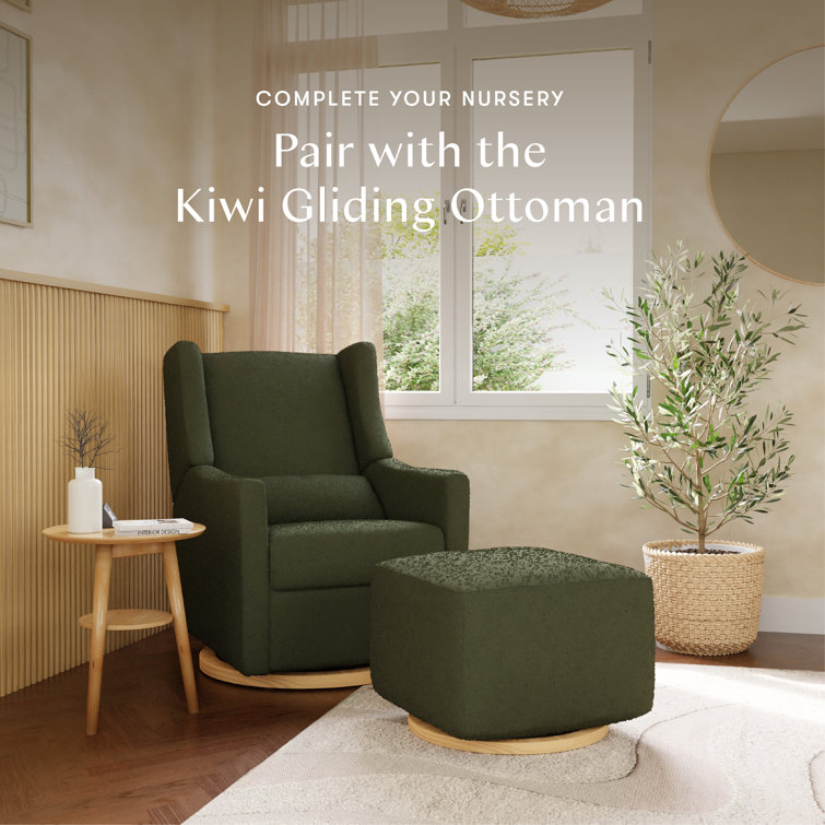Eco-Friendly Olive Boucle Swivel Recliner with USB Port