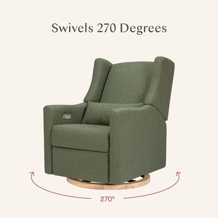 Eco-Friendly Olive Boucle Swivel Recliner with USB Port