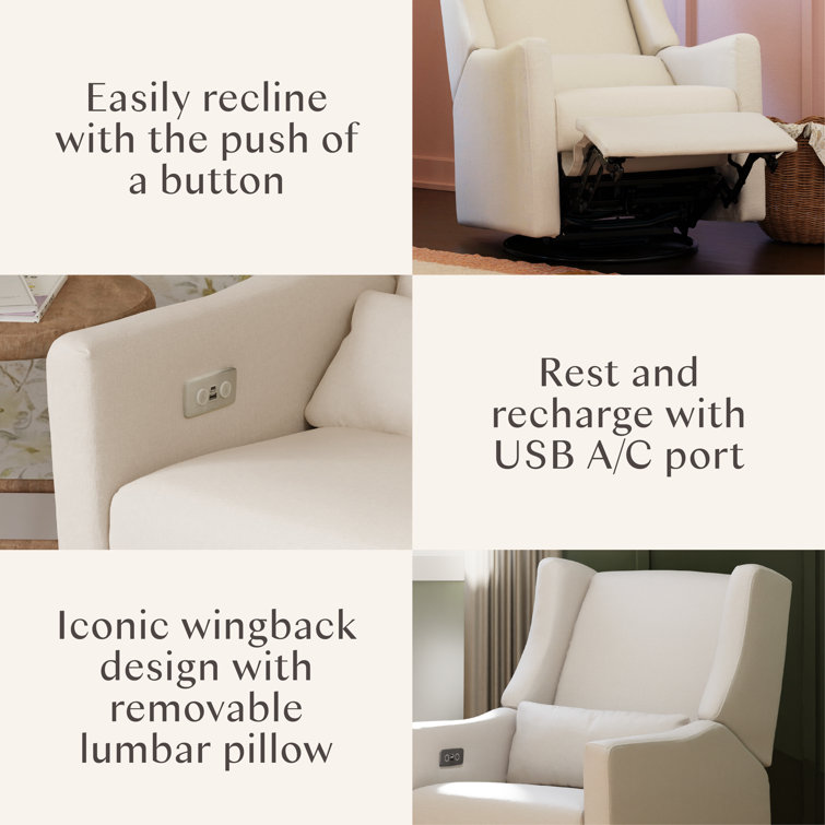 Eco-Weave Cream Performance Swivel Recliner Armchair with USB